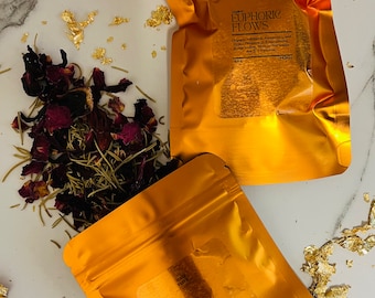 Euphoric Flows Herbal Blend | Hibiscus, Rose and Rosemary | Invigorating & Uplifting Loose Leaf Tea Blend
