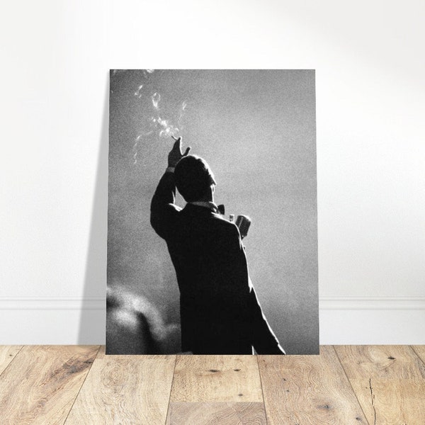 Frank Sinatra Smoking In Club Poster, Frank Sinatra Performing Poster, Singer Smoking In Club, Crooners Music Poster, 50s Music Poster