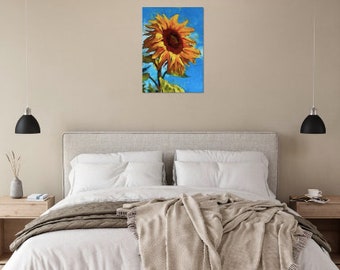 Bright Blue Sky and Sunflower In The Sun on Premium Poster