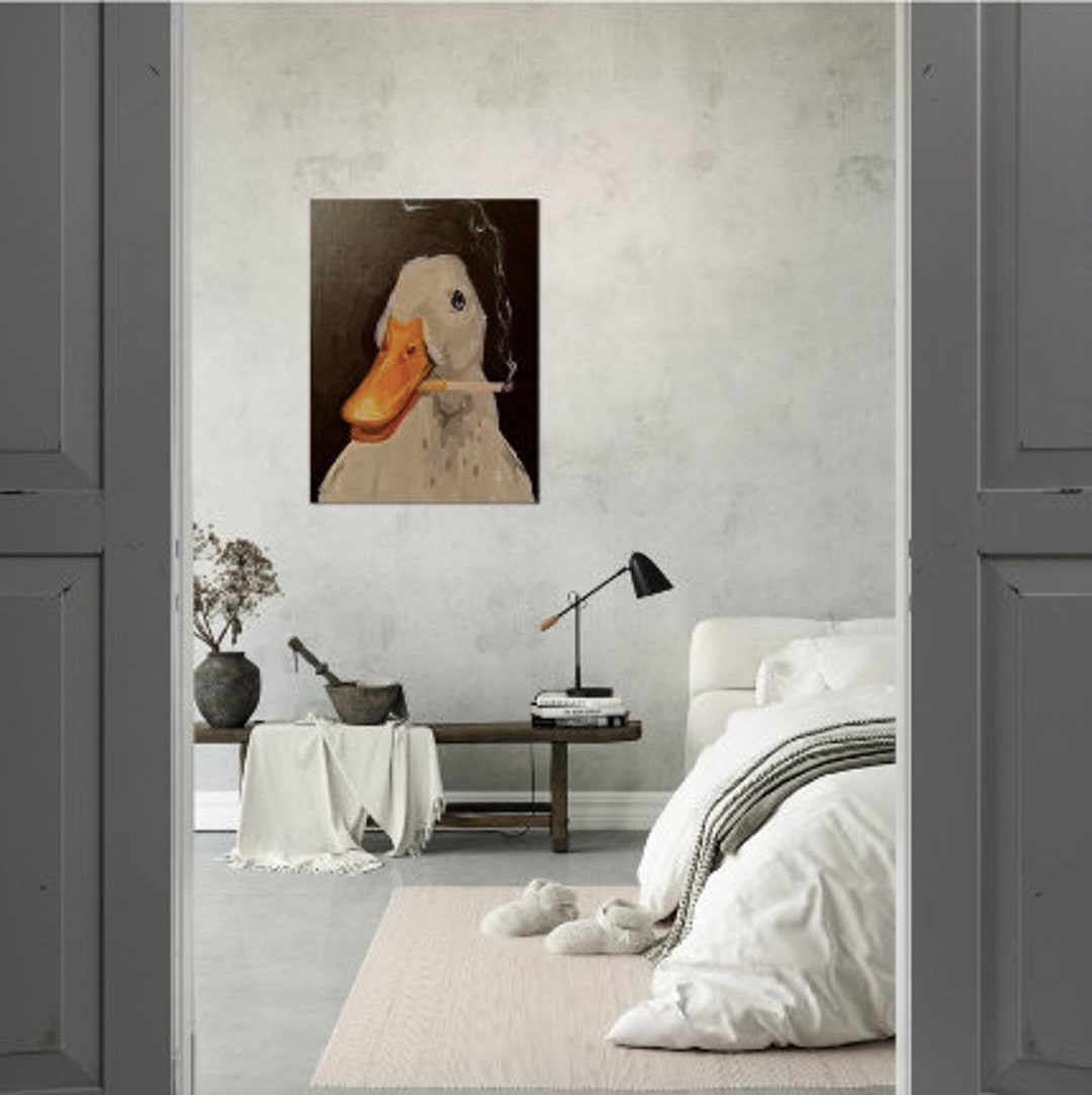 White Duck Smoking a Cigarette Just Chilling Poster - Etsy