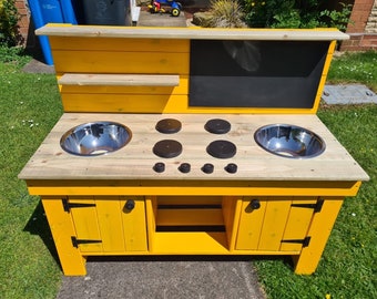 Double bowl, double cupboard mud kitchen