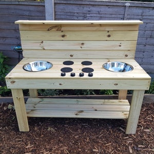 Large 1.2m fully planed and pressure treated double bowl mud kitchen