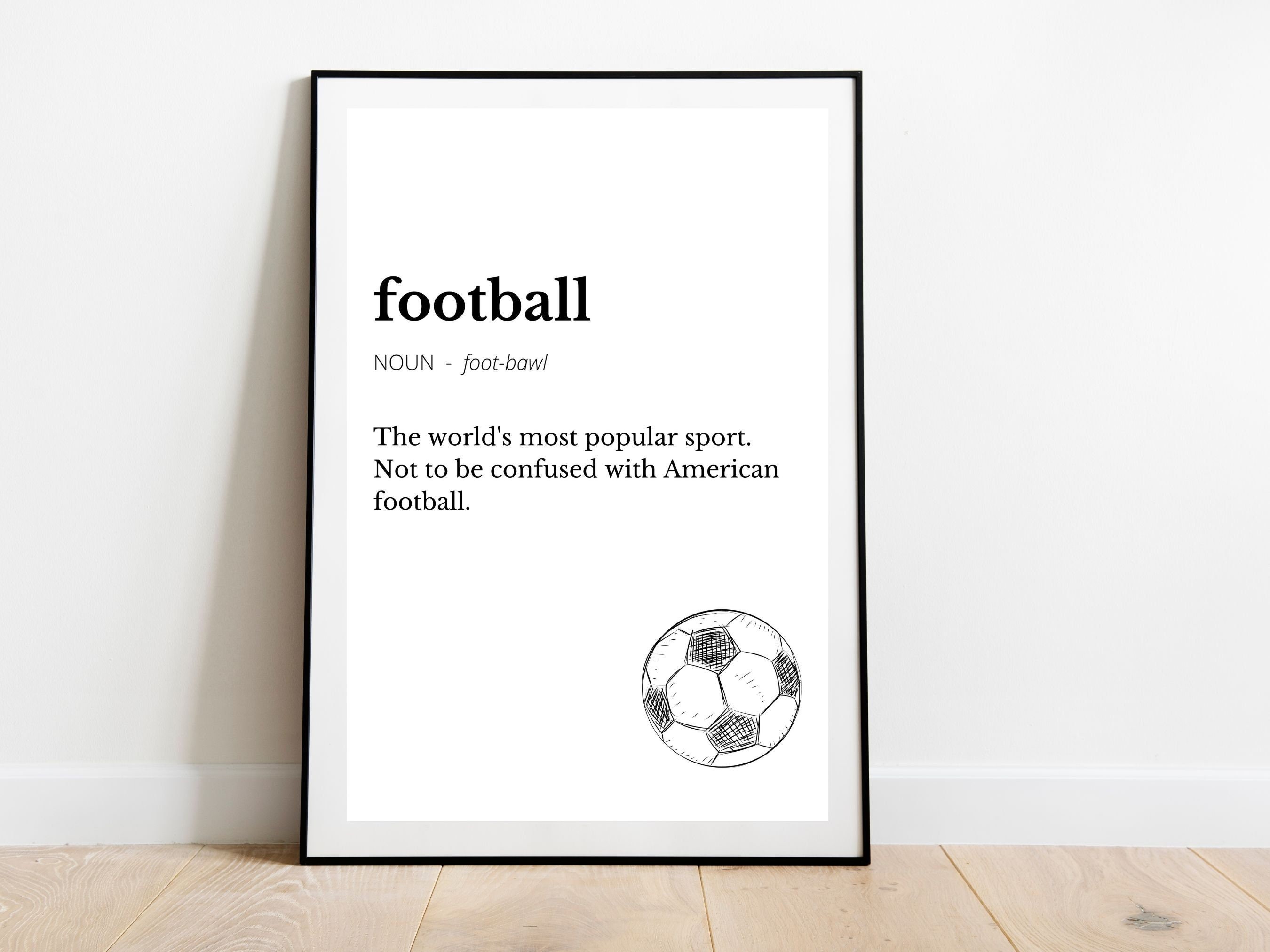 Football Definition Print Printable Wall Art Instant Download