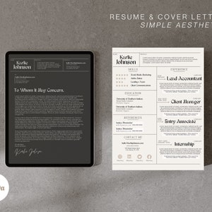 Simple Aesthetic Resume & Cover Letter Template (Canva Customizable)