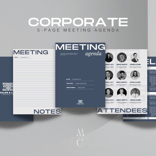 Corporate Business Meeting Agenda Template (Canva Customizable)