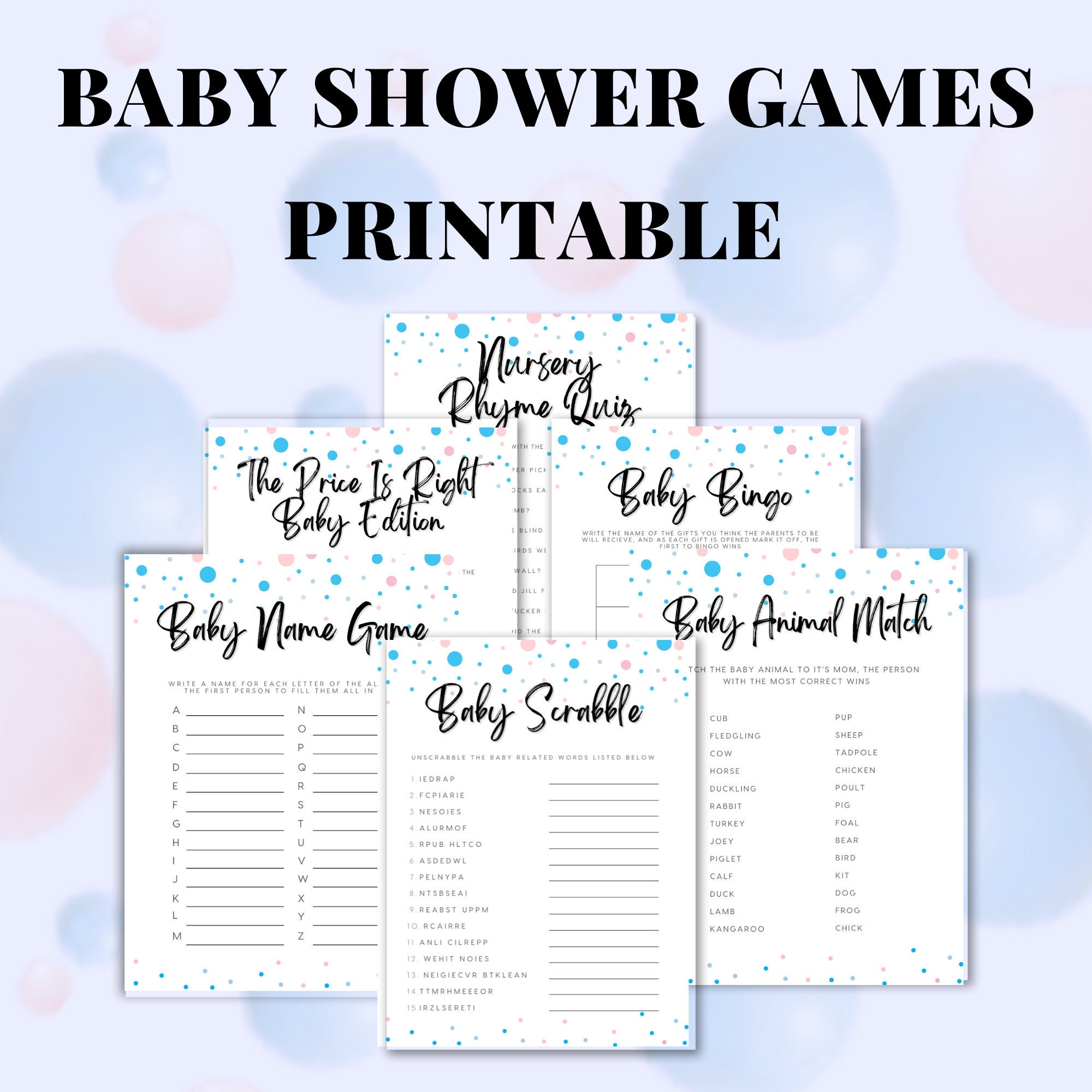 Baby Shower Printable Games &amp; Activity | Nursery Rhymes | Digital Baby ...