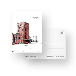 Postkarte "Ich komm aus dir" A6 | Ruhrpott | Ruhrgebiet | Pottpinsel | Kunst | Zeichnung | Urban Sketching | Grußkarte | Bochum | Zeche