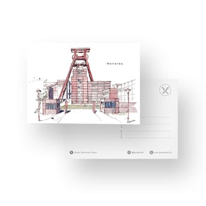 Postkarte "Welterbe Zollverein" A6 | Ruhrpott | Ruhrgebiet | Pottpinsel | Kunst | Skizze | Urban Sketching | Grußkarte | UNESCO | Essen