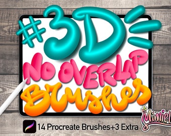 3D No Overlap Brushes For Procreate • Duo Color 3D Effect Calligraphy Brushset • Lettering • 3D Brush Kit • Digital Brush • Instant Download