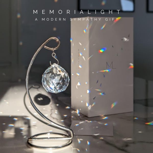 Tabletop Memorialight Crystal w/stand- Sympathy Grief Gift Rainbow Maker for Remembrance Memorial of Mother Father Spouse Child Loved One