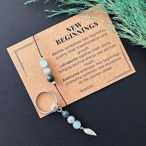 For New Beginnings Keyringand Bracelet SET, Crystal Gift for New Beginnings, New Ventures, New Home, New Car, New School, Healing Journey