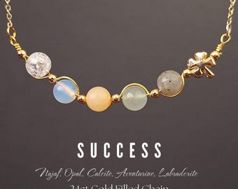 Success Crystal Necklace, Success Manifest, Confidence and Achievement Jewelry, New Job Gift, New School Gift, Birthday Gift, Gemstones Gift