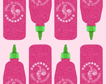 Sriracha Hot Pink Glitter hete saus digitale print/afdrukbare poster