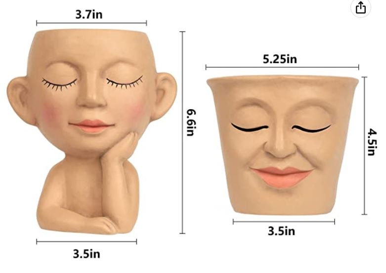 Head Planters for Indoor Plants 2 Pcs Cute Succulent Planters Etsy