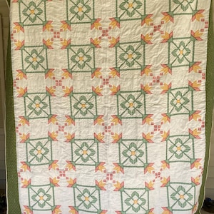 Hand cross stitched quilt, vintage quilt, handmade quilt, quilt