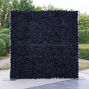 US SELLER !40% off! BLACK | 3D Fabric Artificial Flower Wall Rolling Up Curtain Flower Wall,Floral Wedding backdrop With Storage Bag