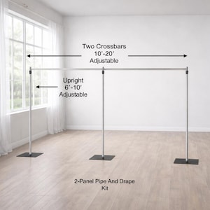 Adjustable Pipe and Drape Backdrop Stand Kit 10x10 / 10x20 FT | Wedding Backdrop Frame | Heavy Duty Aluminum Event Curtain Stand image 4
