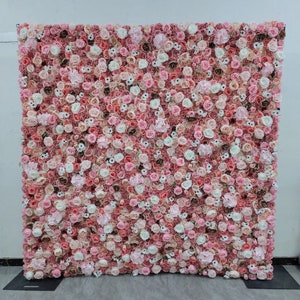 Pink8f8ft 3D Fabric Artificial Flower Wall Rolling up Curtain Flower
