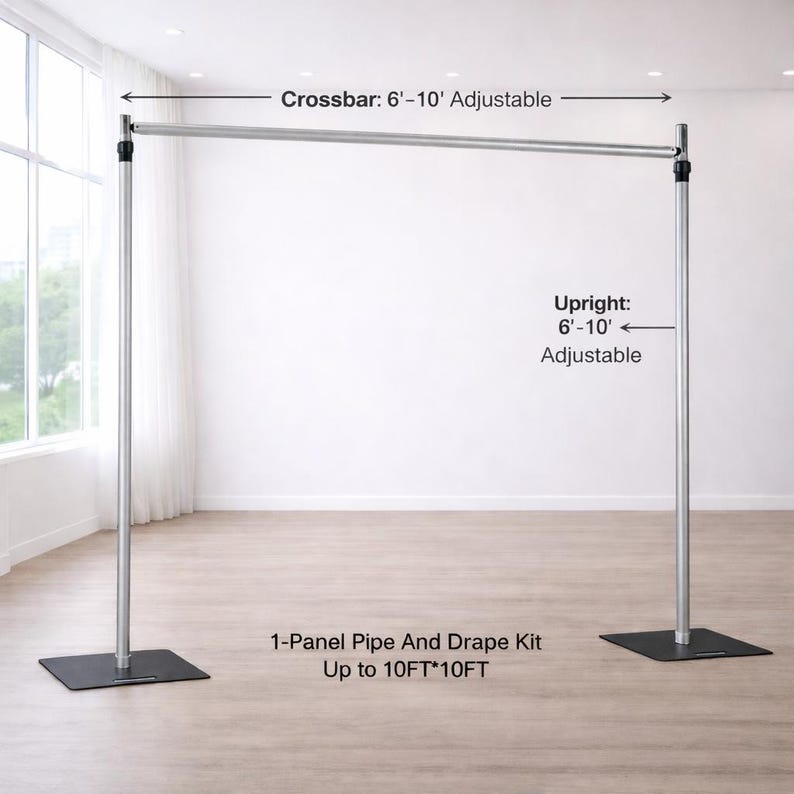 Adjustable Pipe and Drape Backdrop Stand Kit 10x10 / 10x20 FT | Wedding Backdrop Frame | Heavy Duty Aluminum Event Curtain Stand image 1