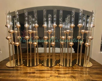 5 Pack 48in Tall 8 Arms Gold Cluster Candle Holder,Table Centerpieces,Wedding Centerpieces