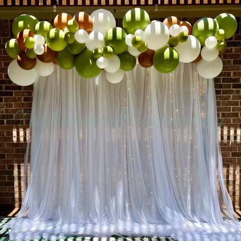 10ft White Yarn Backdrop With Lights, Pearly Layered Draping for ...