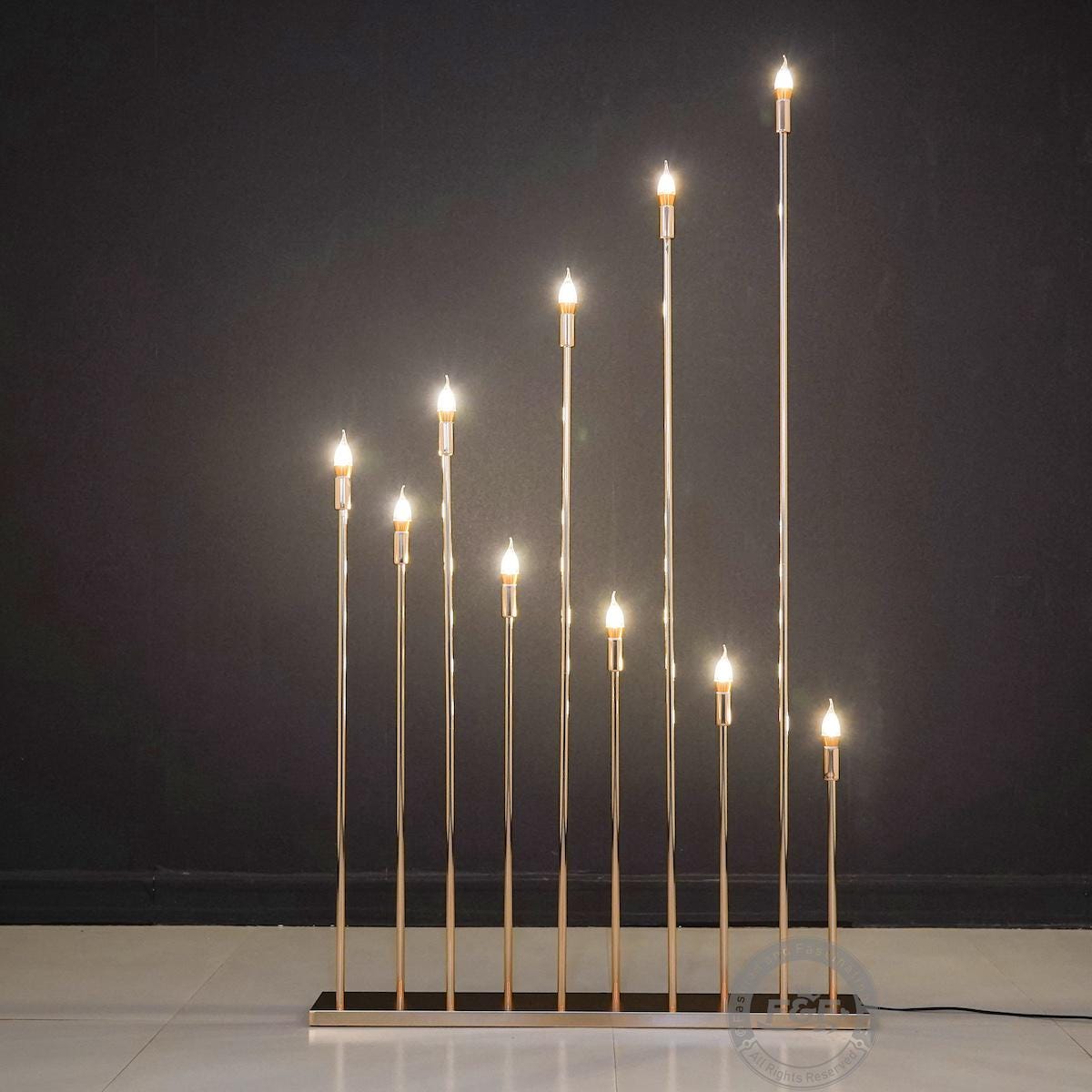 Set of 2 | 10-Head Golden Reed Led Lights,Led stand,Wedding stand