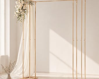 Gold Square Wedding Arch Backdrop Stand, Metal Ceremony Frame, Party Event Floral Balloon Arch