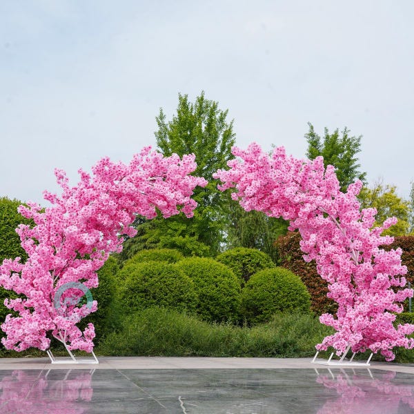 8 ft roze kersenbloesem bruiloft boog achtergrond – elegant decor bloemenceremonie