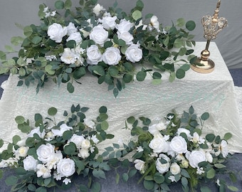 2 Big+4 Small | 6 PCs Rose Table Flowers Centerpiece Flower Welcome Area Floral Arrangement【White】