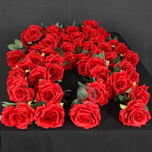 US SELLER!4 PACK 50″ Long Artificial Red Silk Rose Flowers,Realistic Roses Bouquet