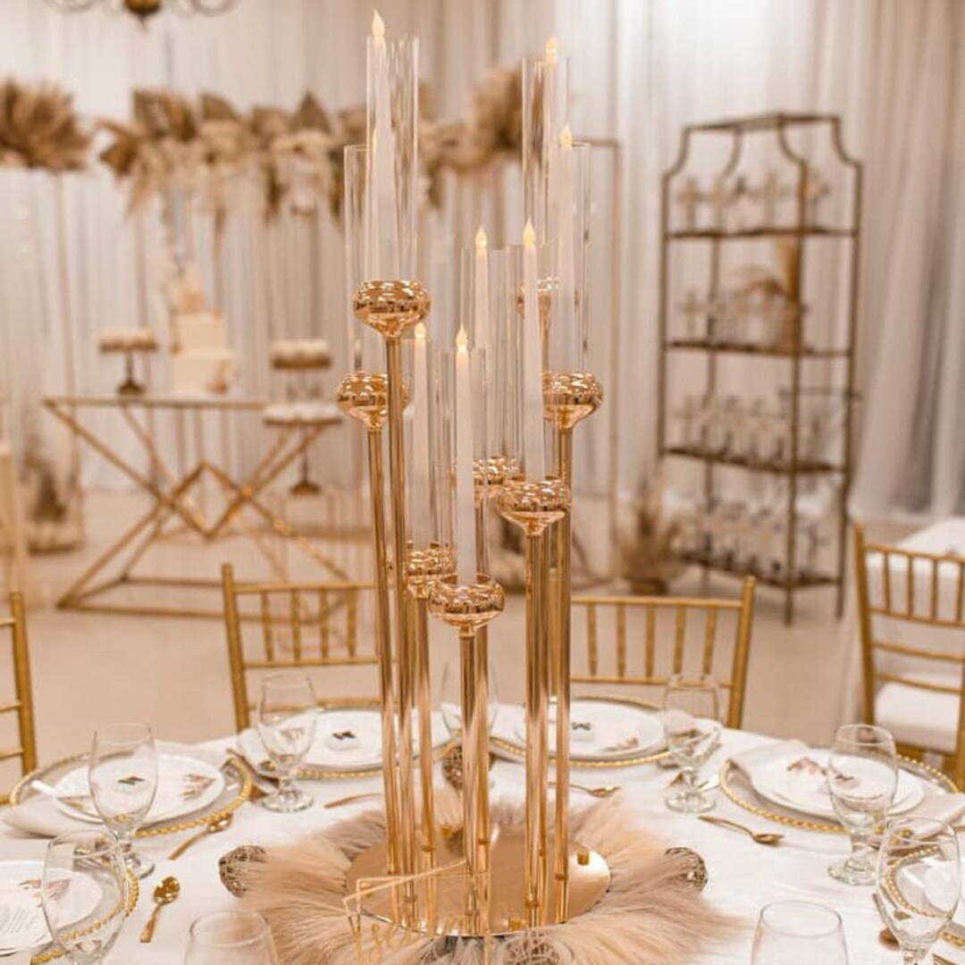 5 Pack 48in Tall 8 Arms Gold Cluster Candle Holdertable Etsy