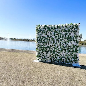 US SELLER!40% OFF!12 PCs 3D White Fabric Artificial Flower Panels,Floral Backdrop,Wedding Backdrop,Rose Backdrop
