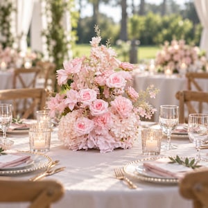 Set of 2 Pink Wedding Aisle Flowers | Rose Floral Arrangements for Ceremony, Bridal Shower & Table Decor