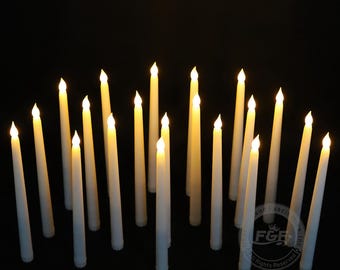 Set of 50 | 10″ Tall White Flickering Flameless Battery Operated LED Taper Candles