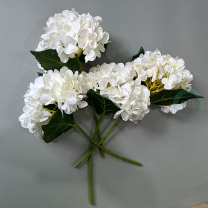 WHITE | Artificial Hydrangea Flowers,Real Touch Flowers - 13.8&quot;L