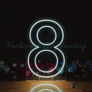 41″ Tall Number Neon Sign,Larger Light Up Number,Baby Shower【8】