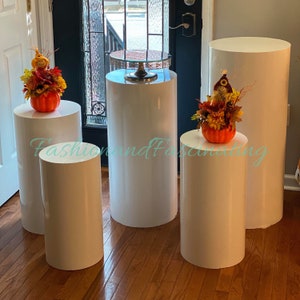 Pre Order--5pcs of Metal Cylinder Stands,White Pedestal With Storage Bag,White Pillars