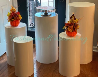 Pre Order--5pcs of Metal Cylinder Stands,White Pedestal With Storage Bag,White Pillars