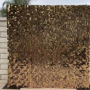 ChampagneGold | 6*6Ft 7*7Ft 8*8ft Shimmer Wall Panels with Black Backing,Sequin Wall Backdrop ,shimmer Backdrop