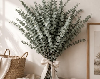 Artificial Eucalyptus Stems, 34" Faux Greenery Bulk, Wedding Arch Decor, Bridal Home Decoration