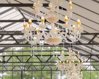 Crystal Acrylic 15-Light Chandelier with Adjustable Stand, Wedding Decor