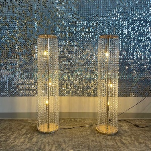 2 Pack | 48” Tall Acrylic Crystal Pillar Aisle Road Lead With Led Light