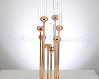 5 pack | 36in Tall 8 Arms Gold Cluster Candle Holder,Table Centerpieces