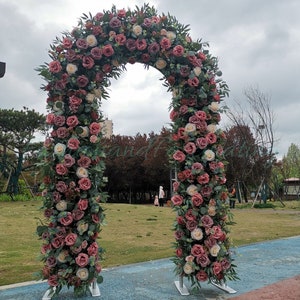 BigSale!! Lowest Price!!! 5Ft*8Ft | Open Wall Arch+Flower Arrangement Set Artificial Flower Row【Champagne 】
