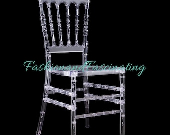 Napoleon｜4 Pack 35.2&quot; Tall Clear Resin Armless Stacking Chair,Dining Chairs