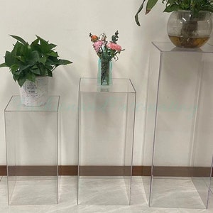 Pre Order--3PCs of Clear Square Cylinder Pedestal Stand,Wedding pillars,Wedding Backdrop