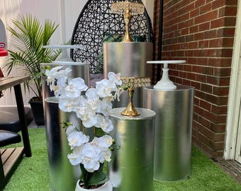 FINALSALE!!!Set of 5 Metallic Fabric Cylinder Covers | Pedestal & Column Covers
