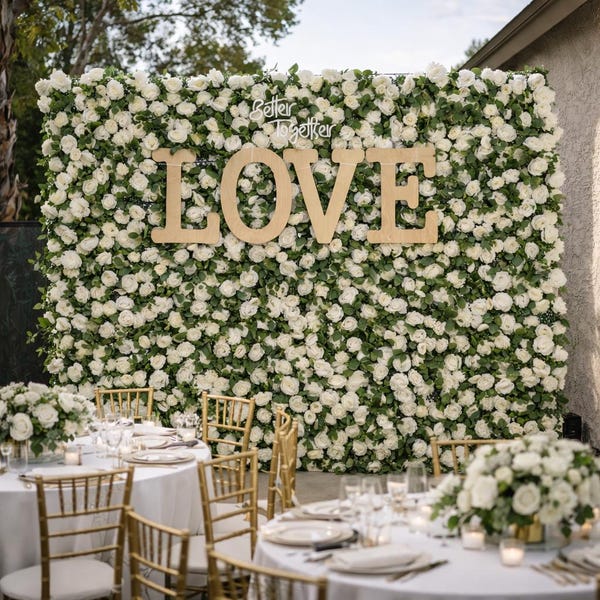 Weiße Rose Blumen Wandpaneele (12er Set) | Hochzeit Foto Hintergrund