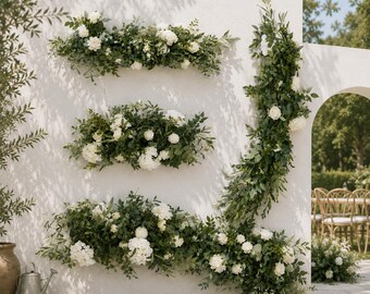 5 PCS White Artificial Rose Flower Row Set | Wedding Arch & Event Backdrop Floral Decor