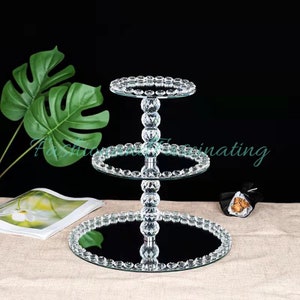 2 Pack | Mirror Glass Cake Stand Dessert Cupcake Stand,Table Centerpieces,Display Stand,Cupcake Stand